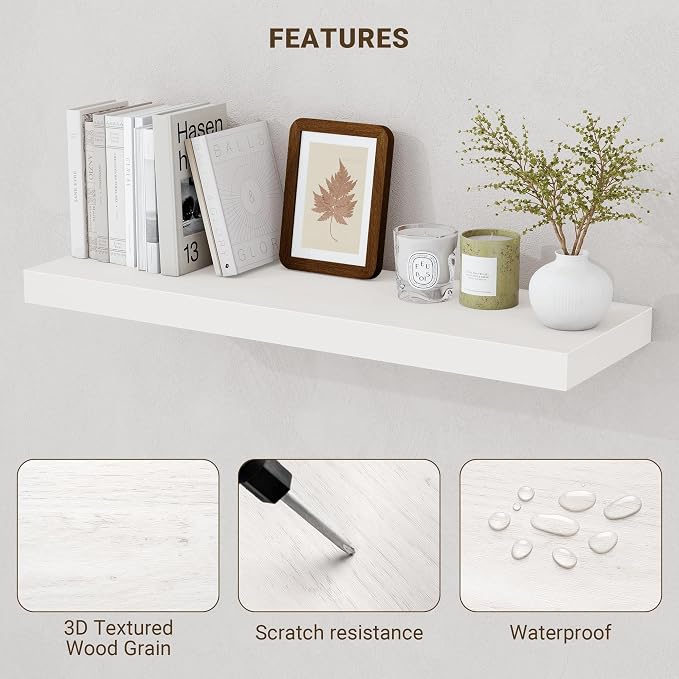Acovy 16 Inch Floating Shelves, Wooden Shelves - Image 5