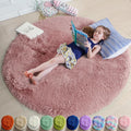 Blush Fluffy Round Rug 5Ft for Bedroom, Fuzzy Plush Circle Area Rugs for Baby by Amdrebio