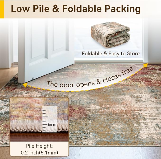 RELEANY Washable Area Rugs 9'x12' Non-Slip Modern Abstract Soft - Image 6