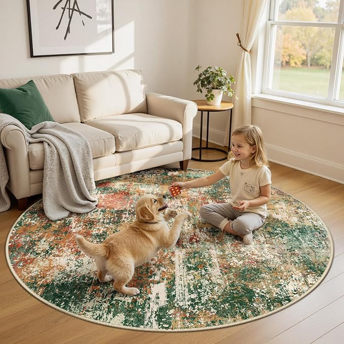 RELEANY Washable Area Rugs 6ft Non-Slip Modern Abstract Soft - Image 2