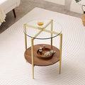 LumFurn Round Glass End Table, Mid-Century Modern Design Sofa Table by LumFurn