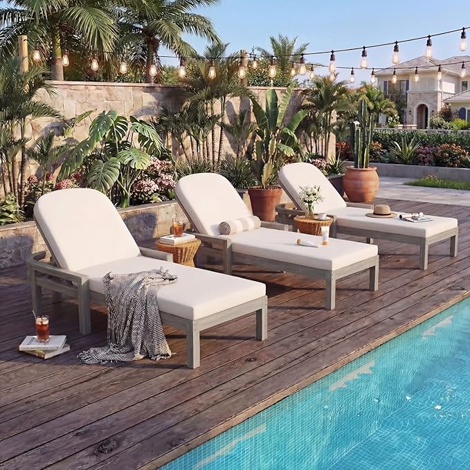 Outdoor Chaise Lounge Chair Set of 2, Patio Chaise Lounge Recliner - Image 4