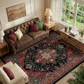 RELEANY Area Rugs 6'x9' Washable Non-Slip, Floral Vintage Distress Print by RELEANY