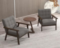 Modern Accent Chair with Wooden Table, Upholstered Linen Fabric Leisure Side by Unknown