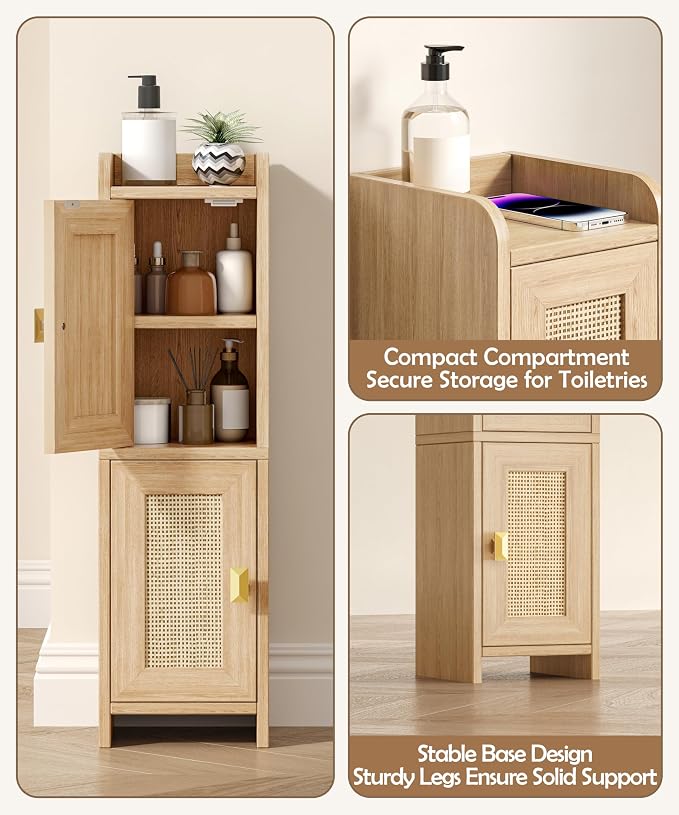 Akxomel Rattan Small Bathroom Cabinet - Image 7