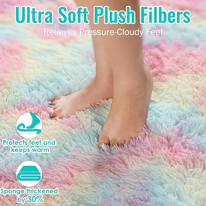 PAGISOFE Fluffy Vibrant Rainbow Rugs - Image 7
