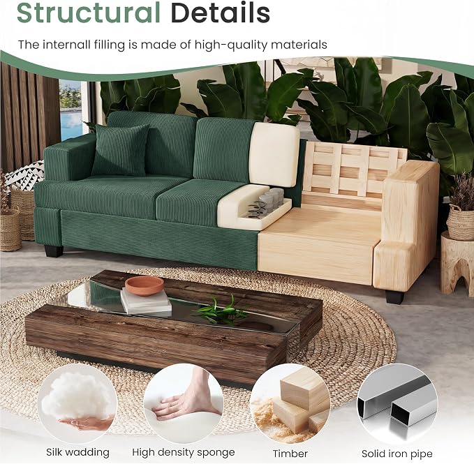 YOUDENOVA 2 Piece Set Comfy Sofa Couch, 3 Seater & Loveseat Sofa - Image 7