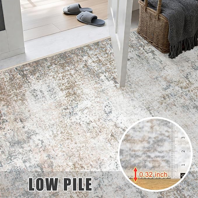 4x4 Area Rug Living Room Rug: Washable Modern Abstract Soft Thin Rug Indoor - Image 7