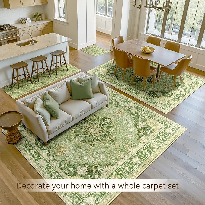 RELEANY Area Rugs 4'x6' Washable Non-Slip, Floral Vintage Distress Print - Image 4