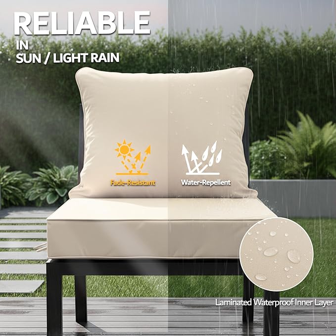 19x19 Inch Patio Chair Cushions Set of 2, Outdoor Furniture Cushions - Image 3