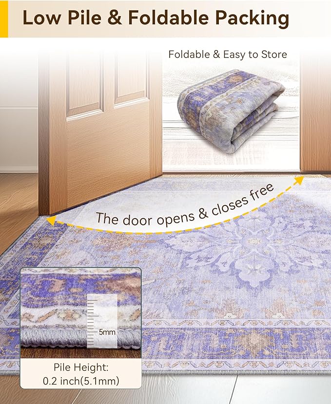 RELEANY Area Rugs 2'x6' Runner Rug Non Slip Washable - Image 7