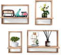 PHOENANCEE Square Floating Shelves, Framed Wall Shelf Decorative Set of 4 by PHOENANCEE