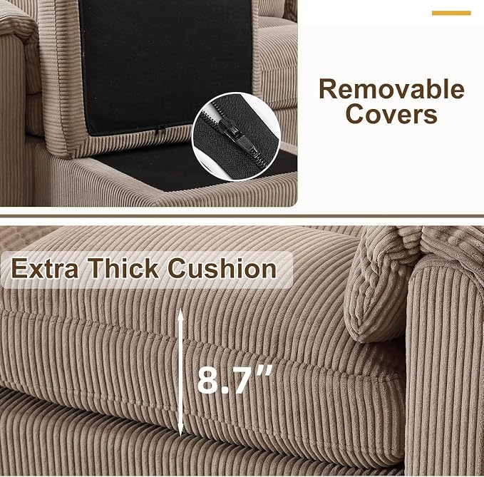 HAOMARKETS Corduroy 2-Piece Sofa Set, Upholstered Ottoman and Accent Chair Sofa - Image 4