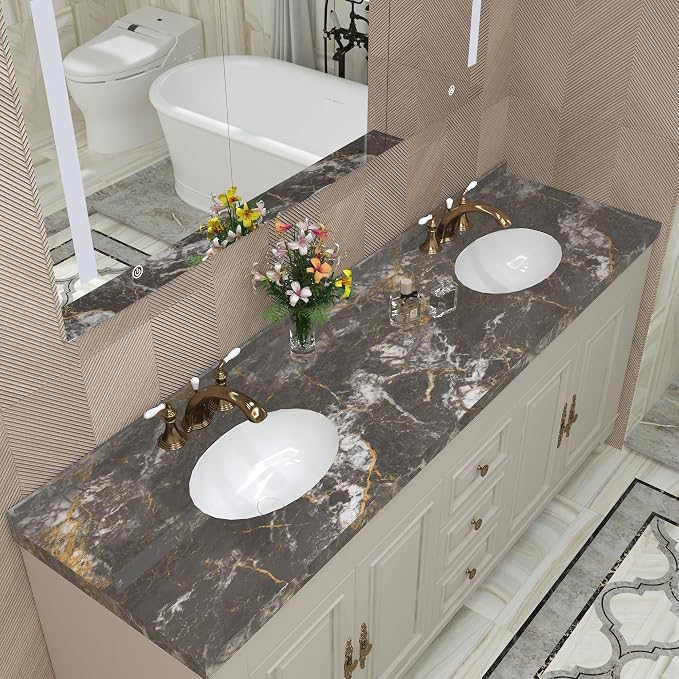 BAYYA Countertop Covers Peel and Stick Wallpaper Glossy Marble Contact Paper - Image 9