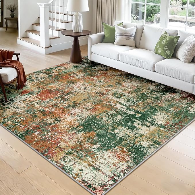 RELEANY Washable Area Rugs Square 8ft Non-Slip Modern Abstract Soft by RELEANY