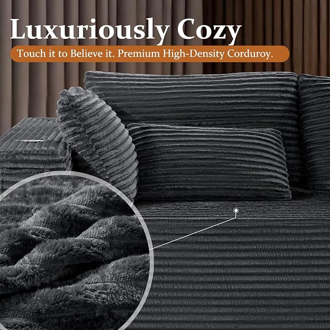 138" Oversized Cloud Sectional Couch, Comfort L Shaped Boneless Couch - Image 8