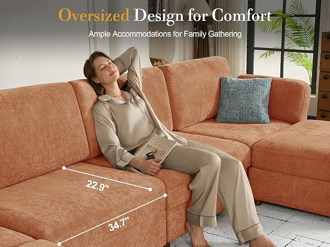 Oversized Modular Sectional Sleeper Sofa, Solid Wood Frame, Removable Washable - Image 6