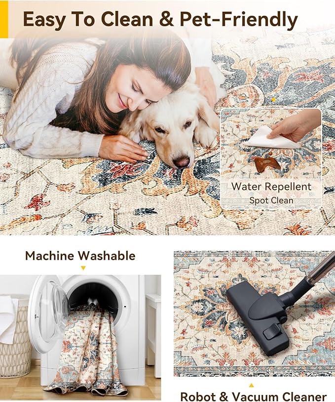 RELEANY Area Rugs 2'x10' Runner Rug Non Slip Washable - Image 5