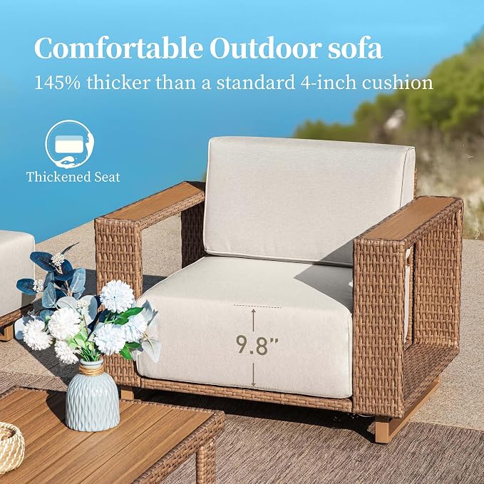 SUNSHINE VALLEY 4 Pieces Patio Furniture Set, Outdoor Rattan Wicker Chairs and - Image 2