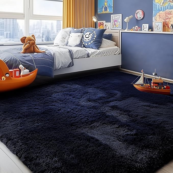 PAGISOFE Dark Navy Blue Rugs for Living Room 5x8 Ft, Plush Area Rugs for Bedroom - Image 2