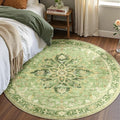 RELEANY Area Rugs Round 5ft Washable Non-Slip, Floral Vintage Distress Print by RELEANY