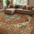 RELEANY Area Rugs 8'x10' Washable Non-Slip, Floral Vintage Distress Print by RELEANY