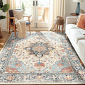 RELEANY Area Rugs 5'x7' Washable Non-Slip, Floral Vintage Distress Print by RELEANY