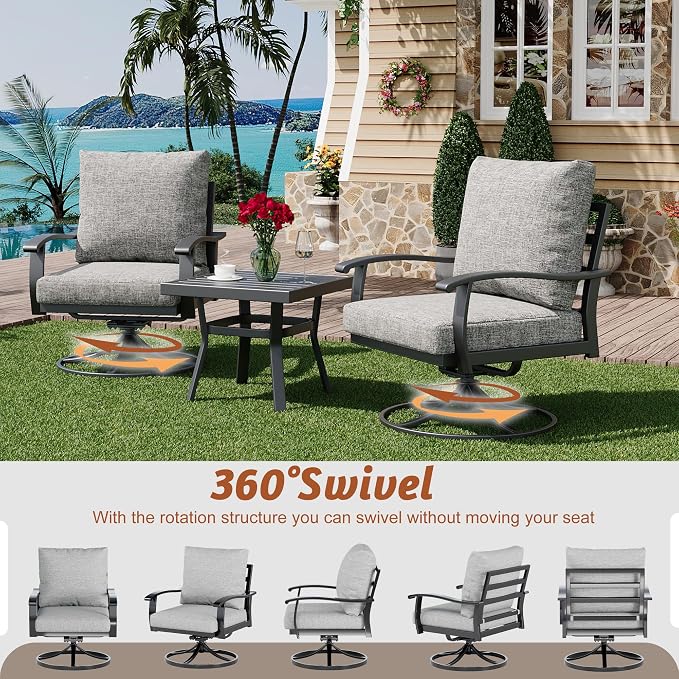 HOMREST Patio Furniture Sets 7 PCS Outdoor Metal Conversation Sets, 360 Degree - Image 2