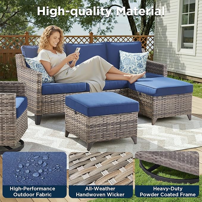 Buenhomino 3 Pieces Patio Furniture Sofa Set-Outdoor Wicker Patio Furniture - Image 2