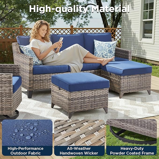 12 Piece Patio Furniture Set-High Back Outdoor Furniture Set Sectional Sofa - Image 3