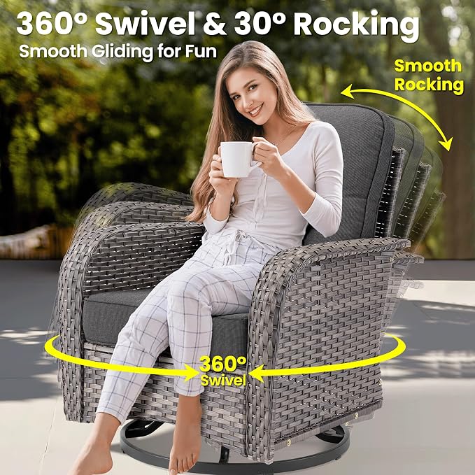 ovios 7 Pieces Patio Furniture Set, Outdoor Wicker Sofa Couch - Image 4