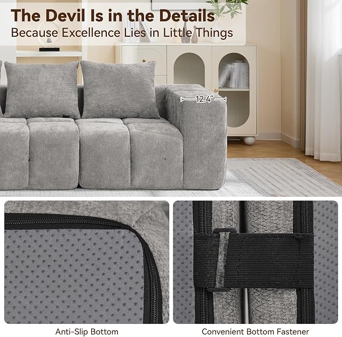 119" Boneless U-Shaped Sofa Couch - Image 3