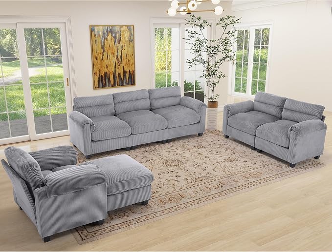 HAOMARKETS Corduroy Sofa Set, Upholstered Armchair and Loveseat - Image 7