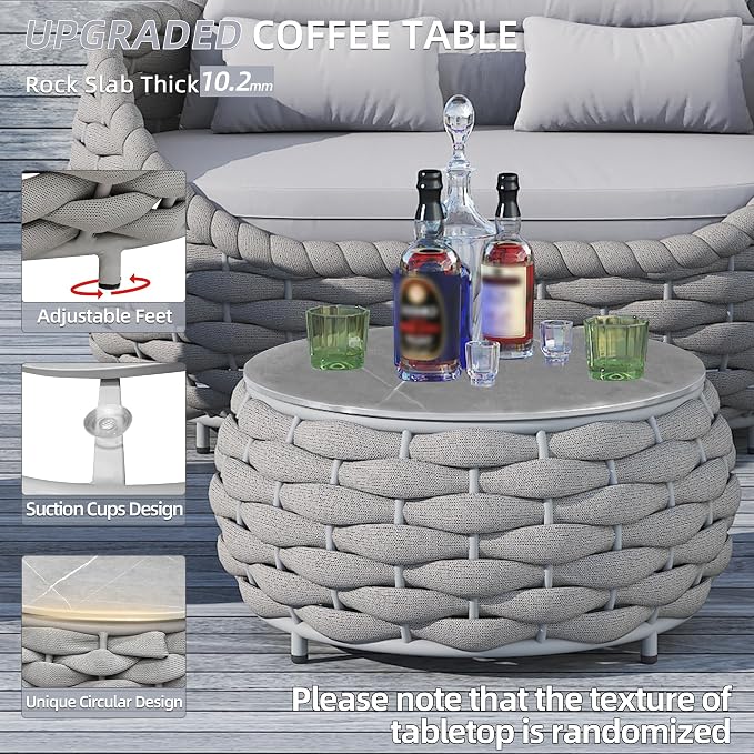 TWT 6-Piece Aluminum Patio Furniture Set, Modern Outdoor Conversation Set - Image 9