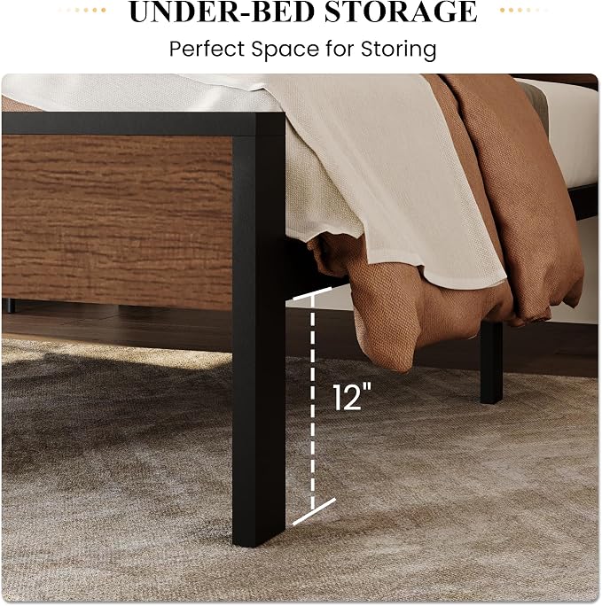 SHA CERLIN 14 Inch Twin Size Metal Platform Bed Frame - Image 4