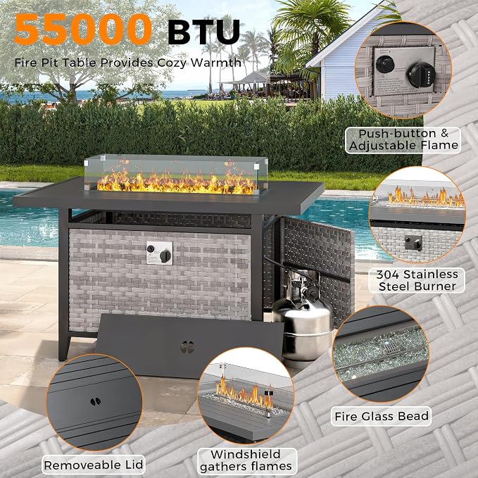 12-Seat Modern Outdoor Wicker Rattan Patio Furniture Set - Image 7