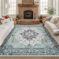 RELEANY Area Rugs Square 8ft Washable Non-Slip, Floral Vintage Distress Print by RELEANY