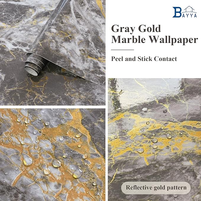 BAYYA Marble Contact Paper for Kitchen Counter Granite Countertop Peel and - Image 6
