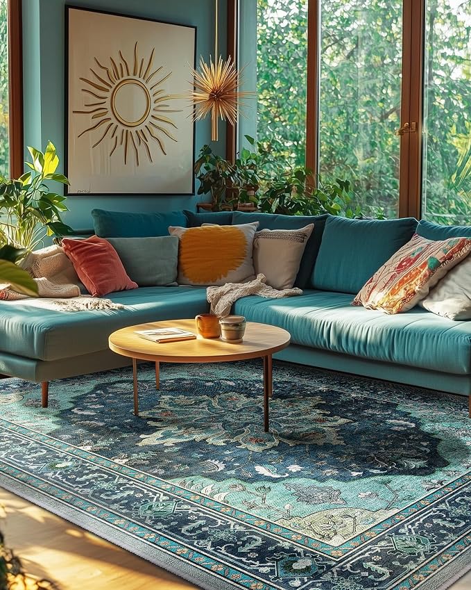 RELEANY Area Rugs 6'x9' Washable Non-Slip, Floral Vintage Distress Print - Image 4