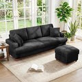 87" L shape Corduroy Couch, Sofa No Tool Assembly, Comfy Couches by Kidirect
