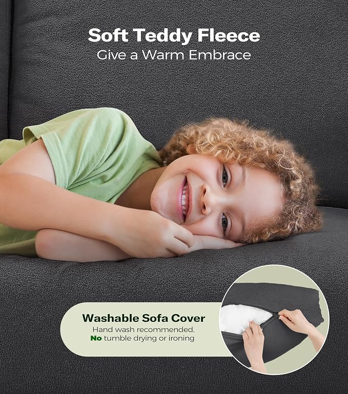 Welzona 83" Couches for Living Room, Teddy Sofa Couch, Comfy Sofas for Living - Image 4
