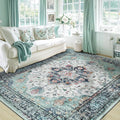 RELEANY Area Rugs 5'x7' Washable Non-Slip, Floral Vintage Distress Print by RELEANY