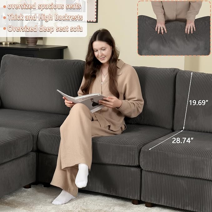 EASE MOOSE Oversized Sectional Modular Sofa, L Shape Sectional Couch - Image 9