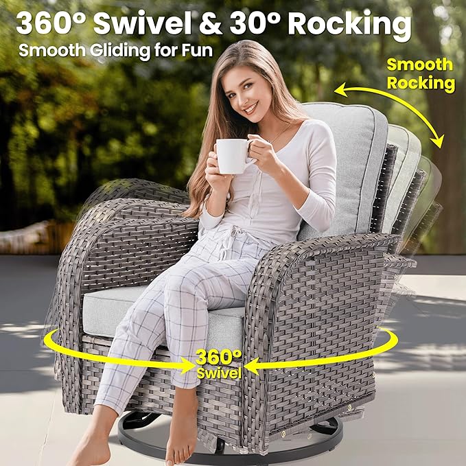 ovios 6 Pieces Patio Furniture Set, Outdoor Wicker Sofa Couch - Image 4