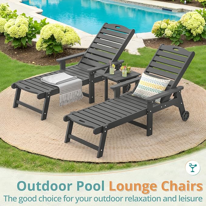LUE BONA Lounge Chair Outdoor, HDPS Chaise Lounge Outdoor - Image 2