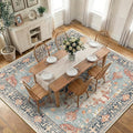 RELEANY Area Rugs Square 10ft Washable Non-Slip, Floral Vintage Distress Print by RELEANY