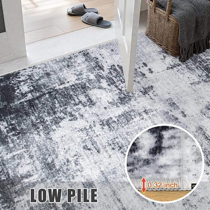 Washable Area Rug 3x10 Entryway Rug: Washable Modern Abstract Soft Thin Rug - Image 7