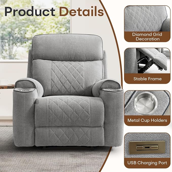 HAOMARKETS Power Oversized Reclining Sofa Couch Set of 2 - Image 4