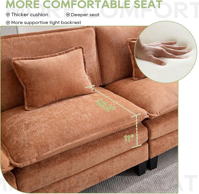 Oprisen 86" Modular Sectional Sofa, Comfy Cloud Couch Sectional Sofa - Image 2