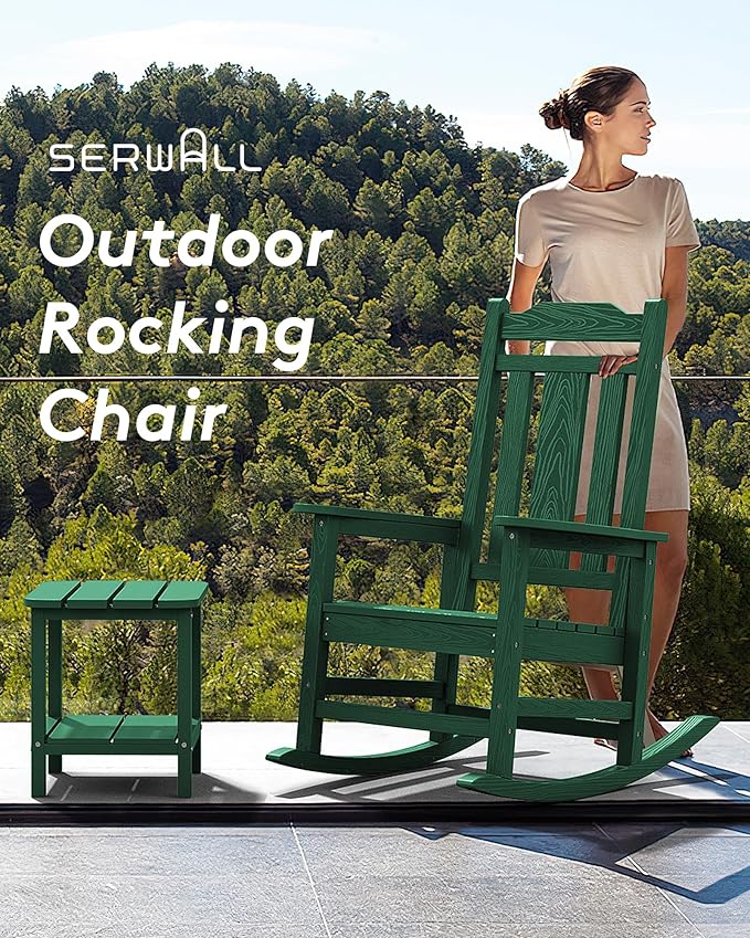 SERWALL HDPE Outdoor Rocking Chair Set of 2, Patio Rocking Chairs Set, Rocking - Image 6